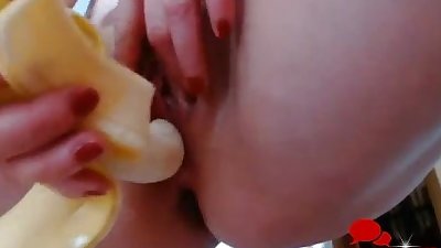 Blonde MILF Banana Masturbation Cam