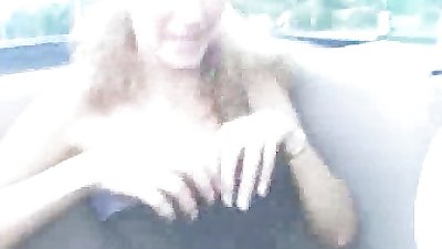 Flashing Tits in Backseat of Convertible