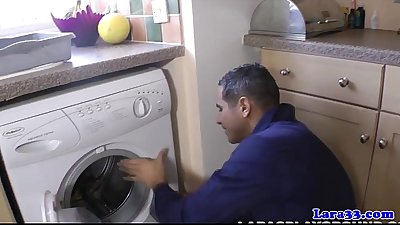 Milf facialized after draining plumbers pump