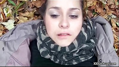SEXY young blonde Czech jogger is paid for sex in a public park 14