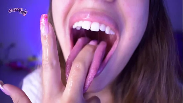 Long tongue- spit, licking and sucking my fingers