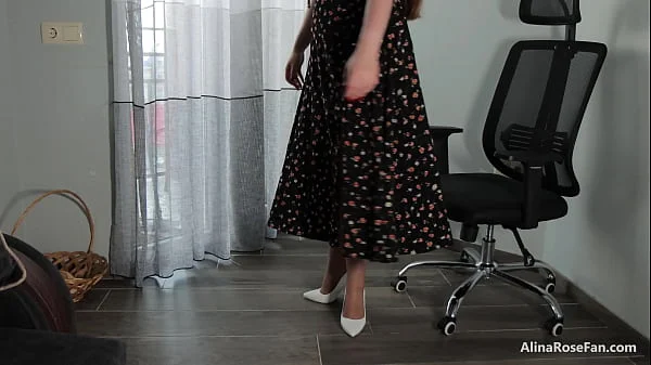 Legs Fuck and Femdom Handjob in Shiny Pantyhose and Heels