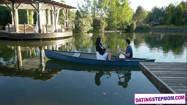 Huge tits MILF Kira Queen dates a young guy who was her friends stepson