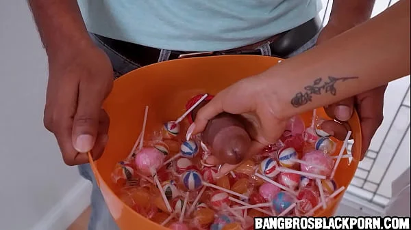 Black girl dressed with a nurse costume collecting more than just candies at this house...