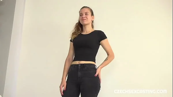 Czech teen at her first casting