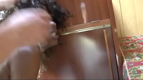 Pretty black slut gets her ass pounded and her pussy creamed in a caravan