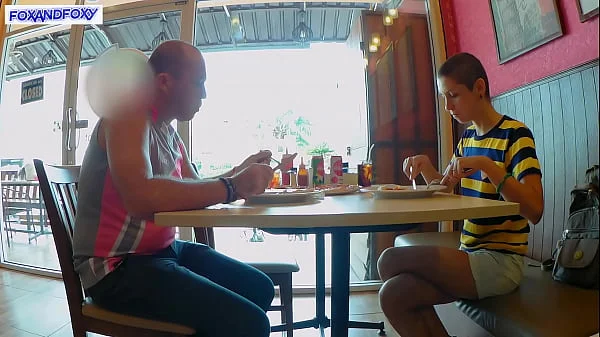 Cum inside me! Sex in public toilet and creampie