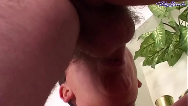 The old woman takes the cock in her ass and swallows all the cum