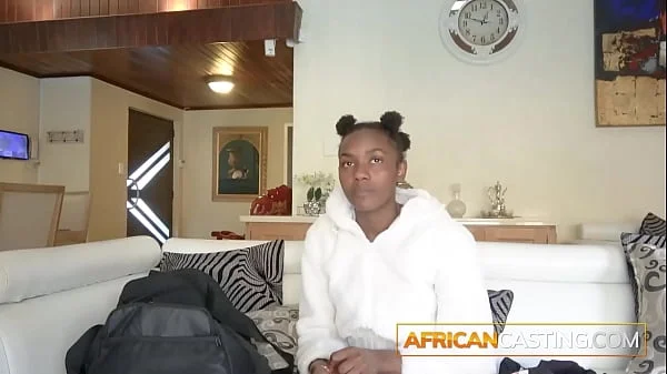 Pretty Ebony College Student Job Hunting in Fake Casting