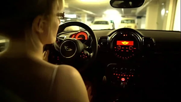 submissive woman with big natural breasts exposed in public