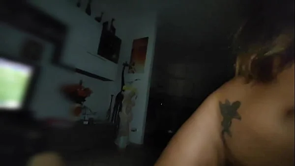 Wife in pajamas fucks a friend in silence while her husband is in the room