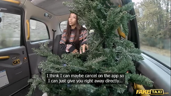 Fake Taxi Petite Asian Lia Lin hot POV blowjob and hardcore sex in her Christmas jumper
