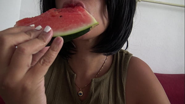 Horny French Amateur Milf Wats Juicy Watermelon