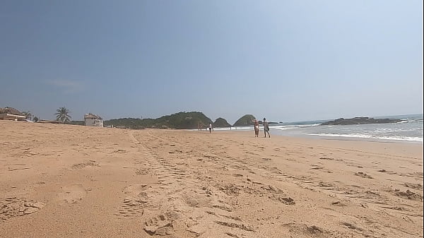 Walking nude freely & having fun on public nudist beach