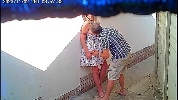 Cctv camera caught couple fucking outside public restaurant