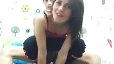 latina 青少年 与 小 奶 获取 搞砸 通过 她的 bf 上 cam